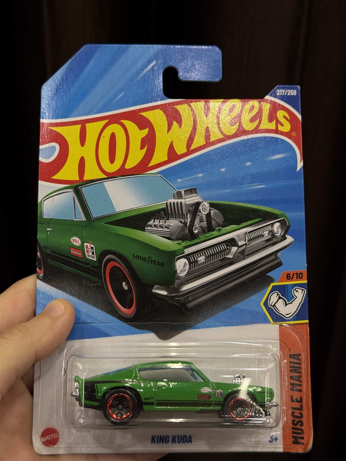 Sealed Hot Wheels King Kuda card held in hand